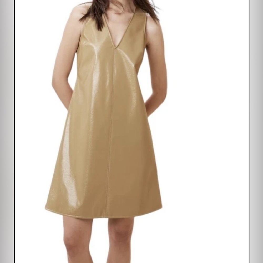 Banana Republic Mini Dress Medium Tan Vegan Leather Sleeveless new with tags